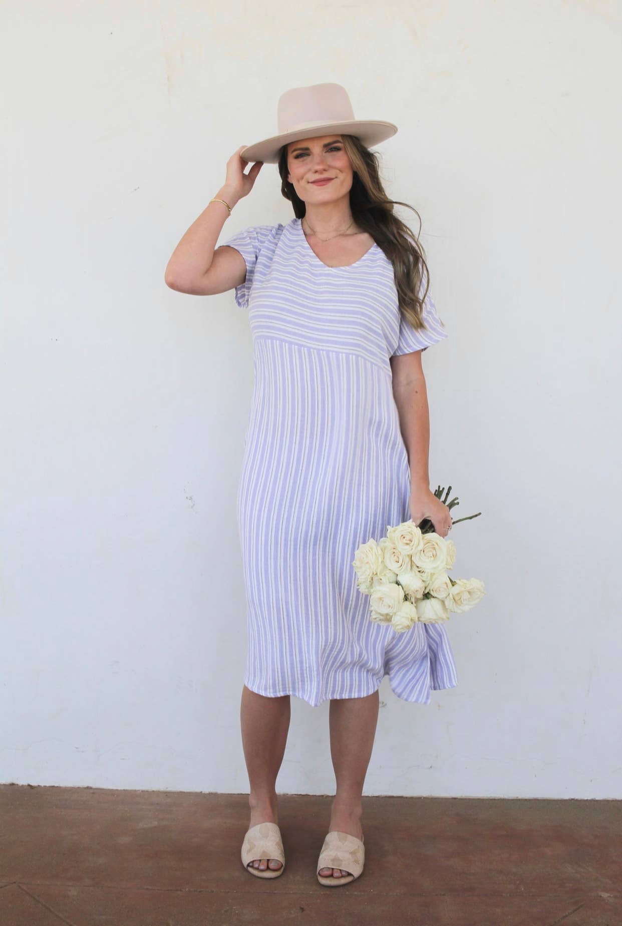 Violet Striped Muslin Dress