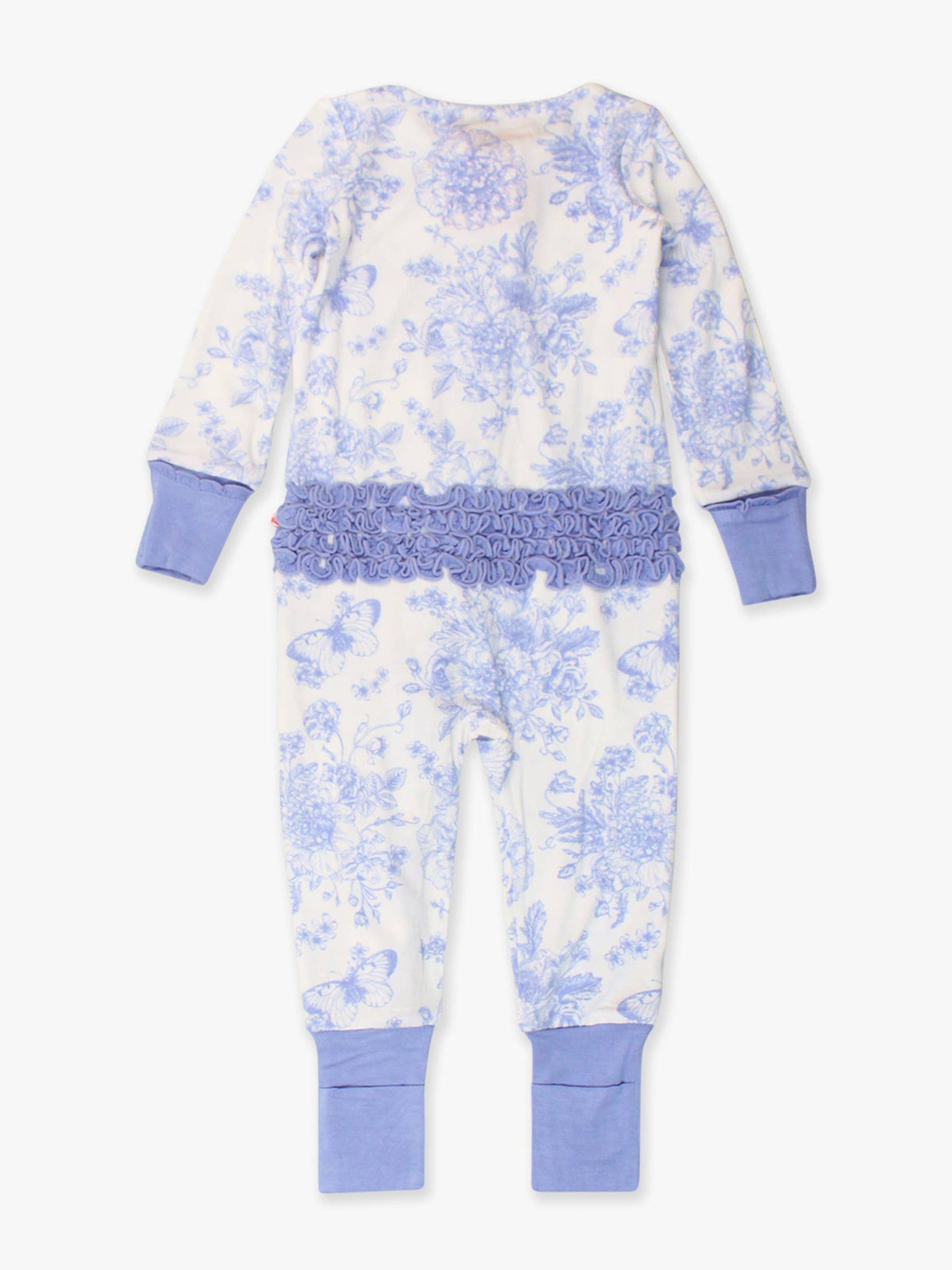 SoftSnooze™ Bamboo Periwinkle Butterfly Garden Convertible Ruffle Footie