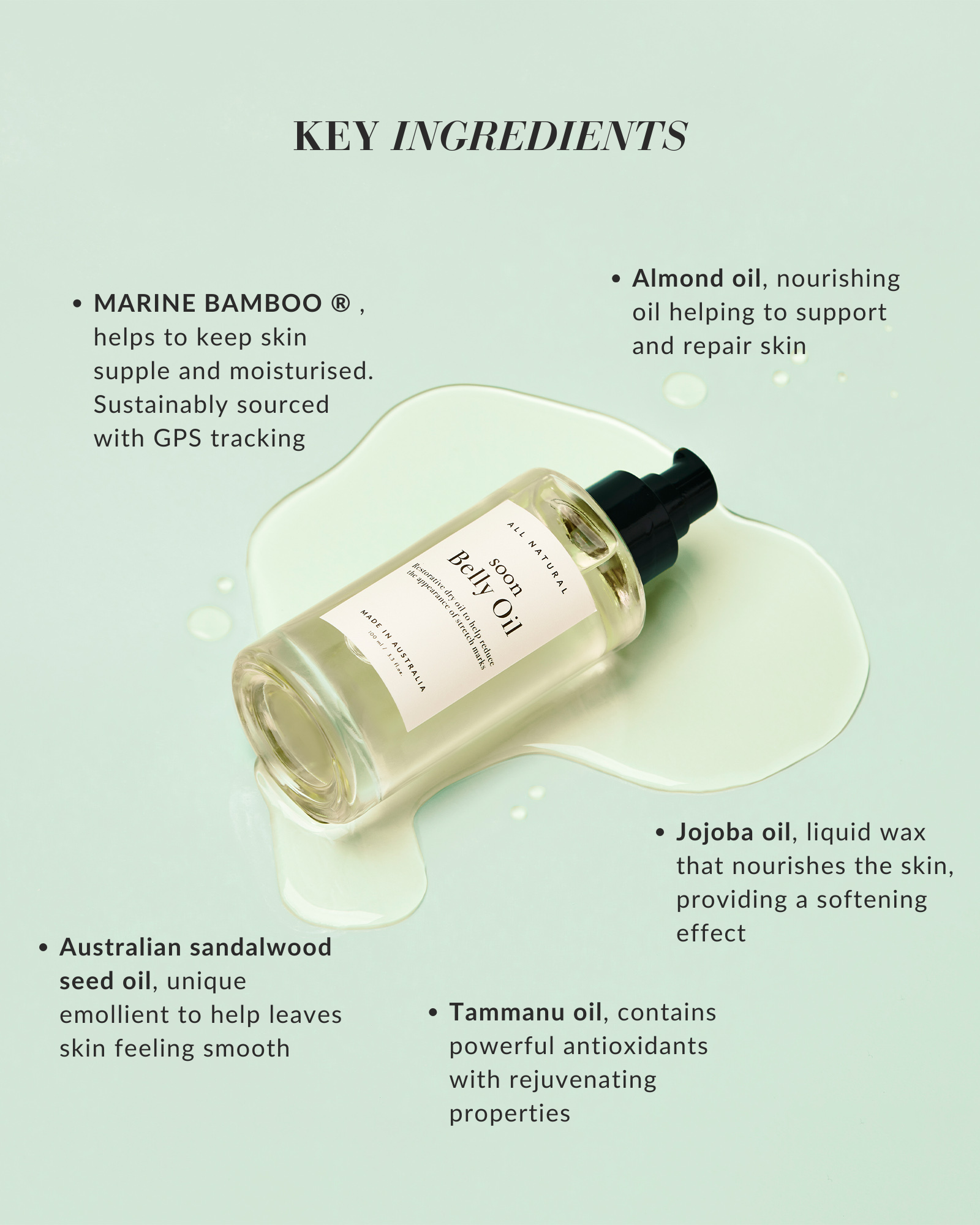 Huile de bambou marin pour le ventre – Soin nourrissant pour la peau pendant la grossesse et après l'accouchement