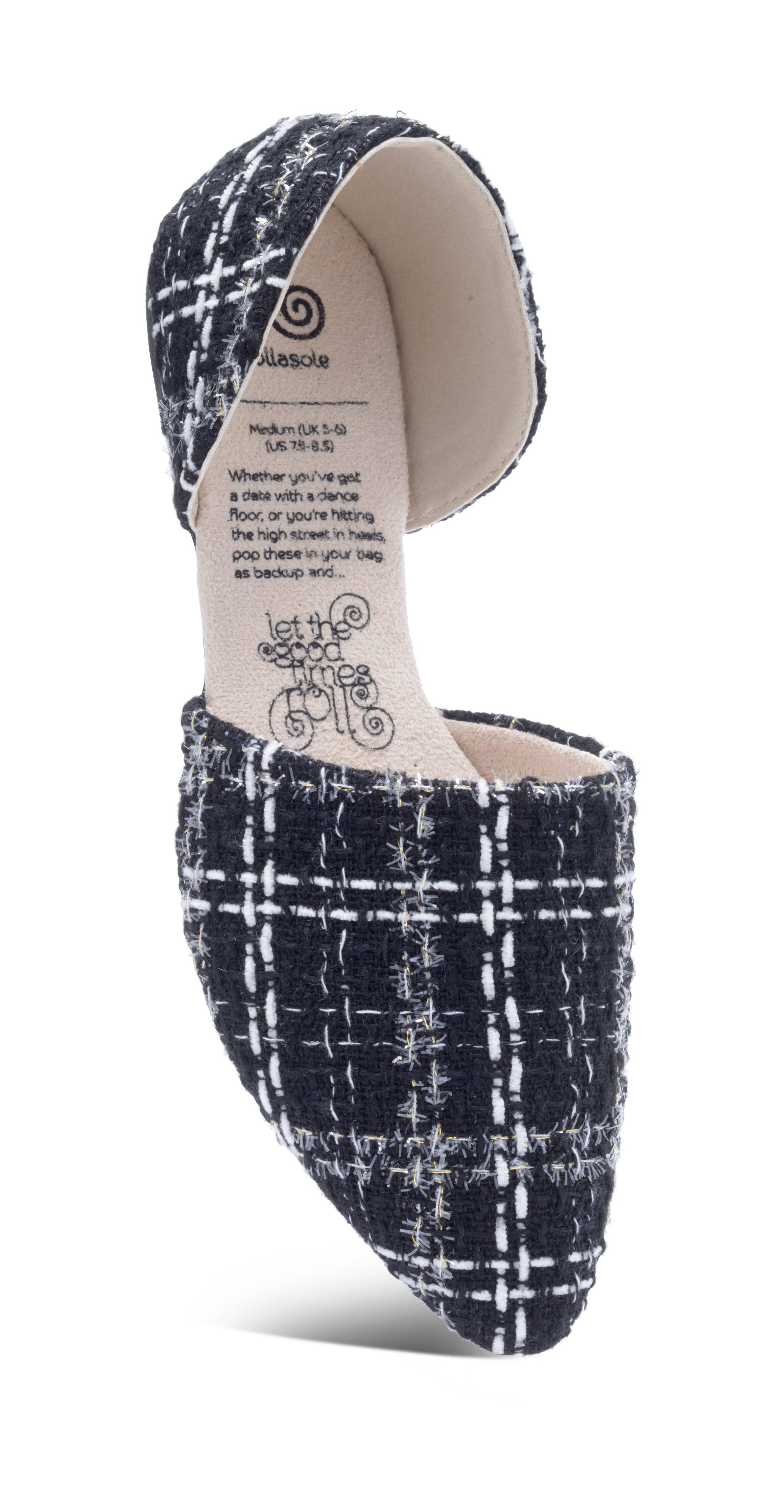 City Girl – Rollasoles D'Orsay en tweed noir